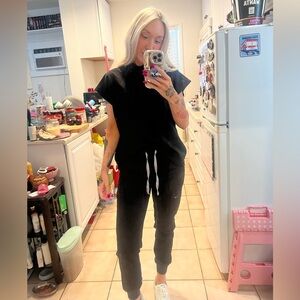 Figs black jogger set- Rafaela top and Zamora pants